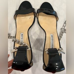 Manolo blahnik patent leather chain link sandals